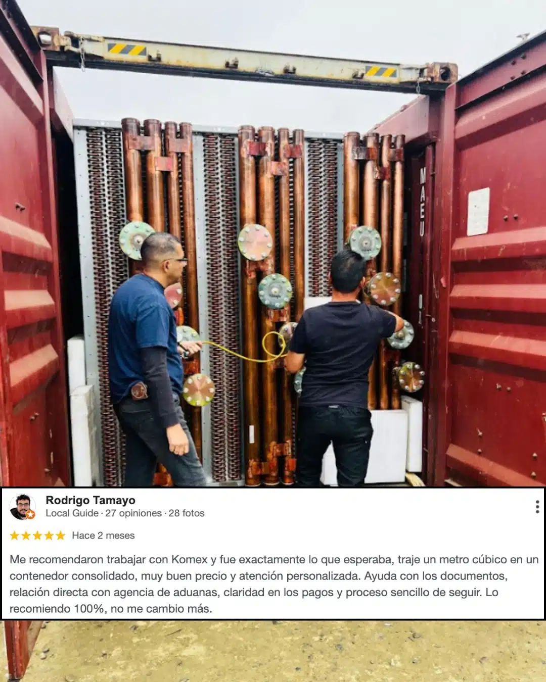 Reseña de cliente de Komex Chile